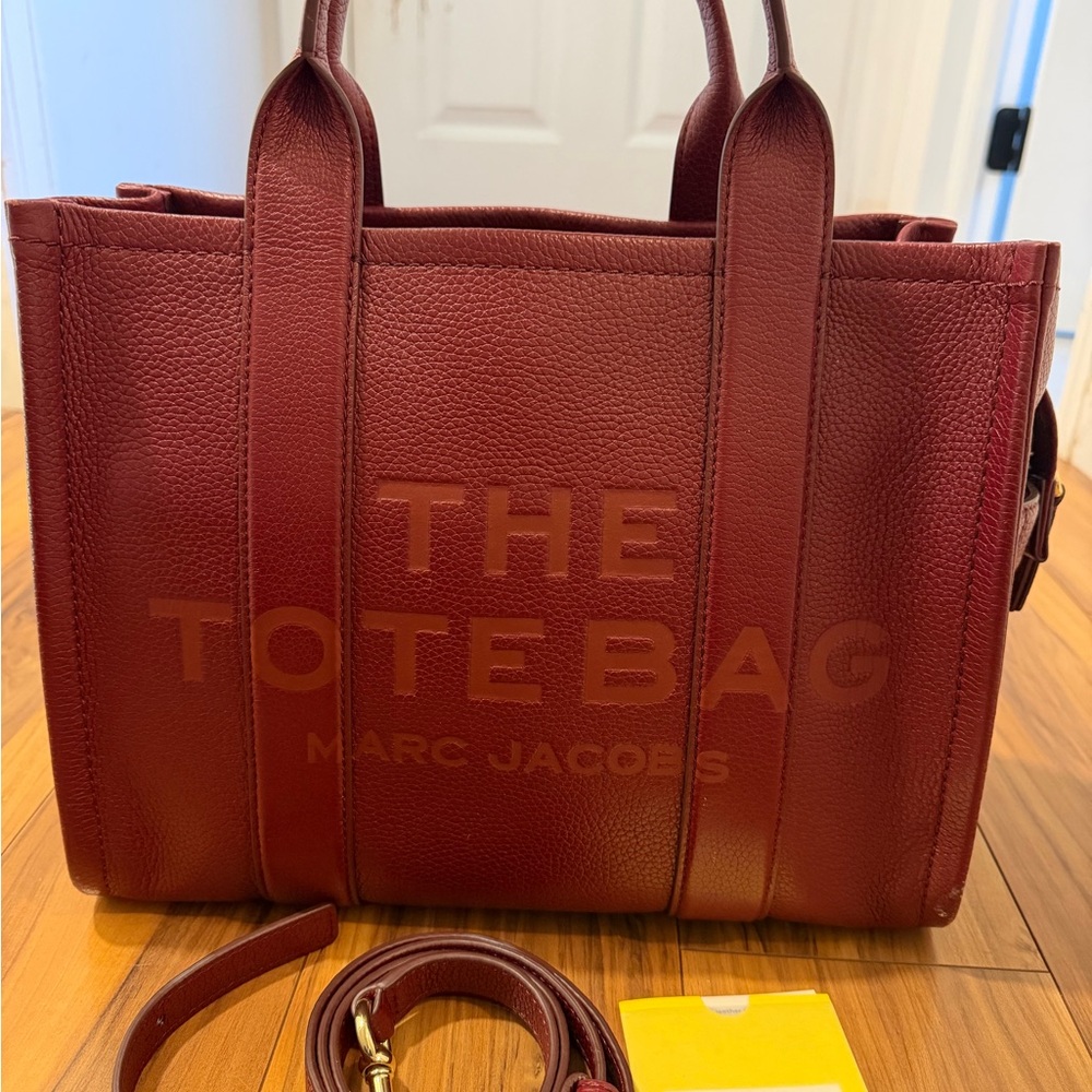 Marc Jacobs Burgundy Medium The Tote Bag with Removable Strap